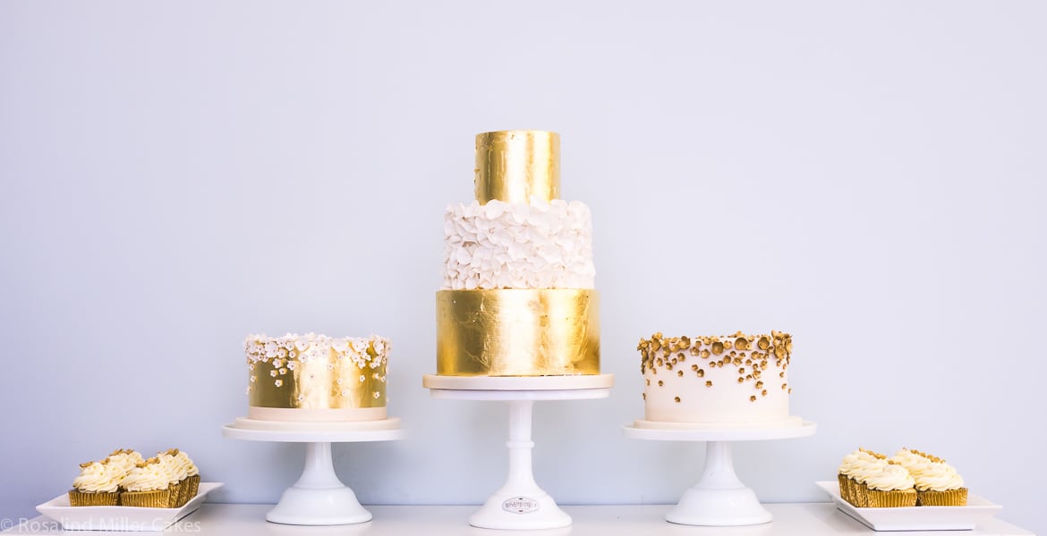 Gold Leaf, Sugar Ruffles and Blossoms Dessert Table