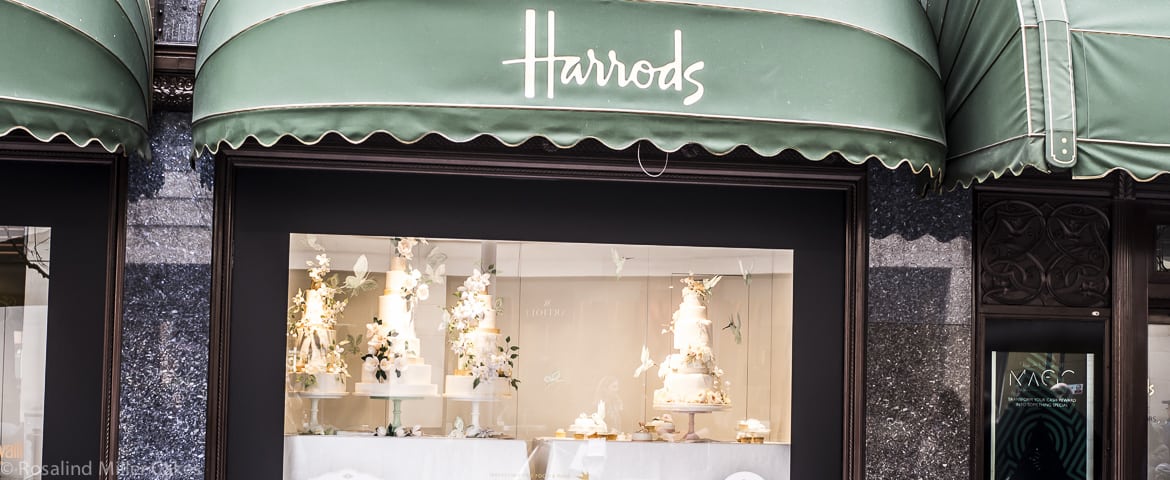 Harrods Window Wedding Cake Display by Rosalind Miller Cakes