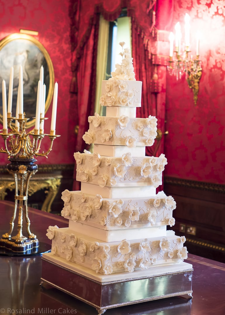 Champagne Open Roses Wedding Cake