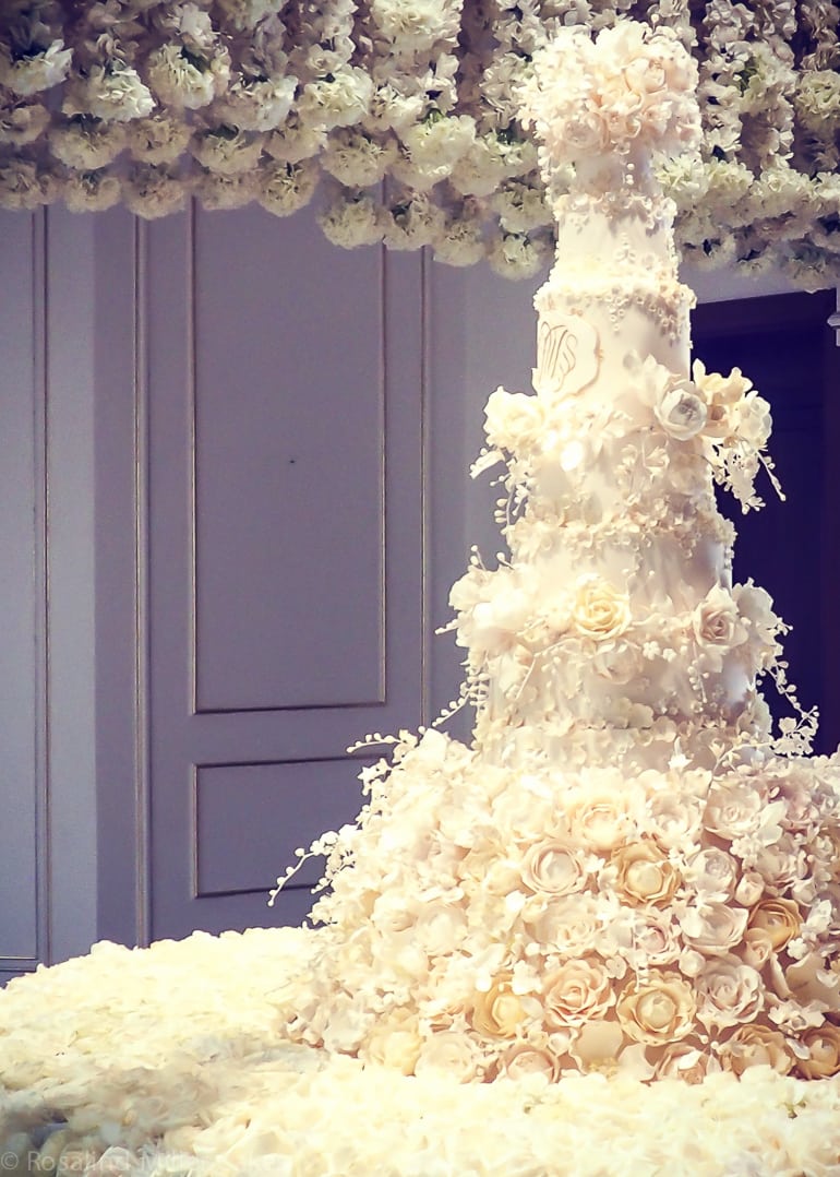 Ivory Cascade Wedding Cake