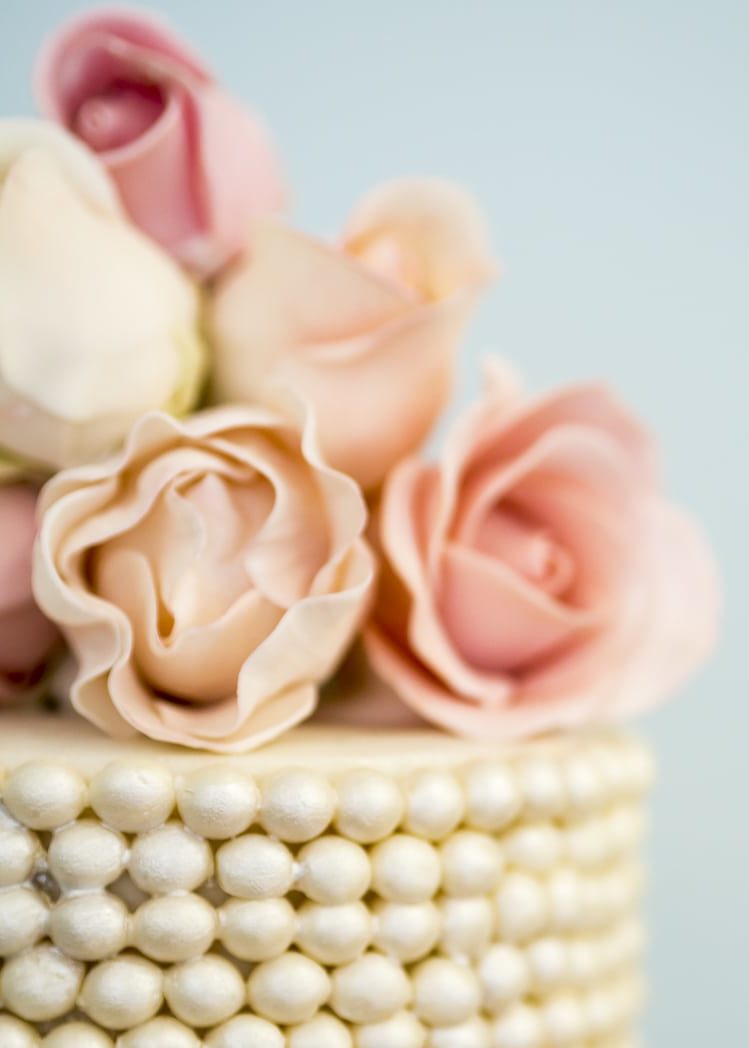 Ruffles and Pearls Wedding Cake