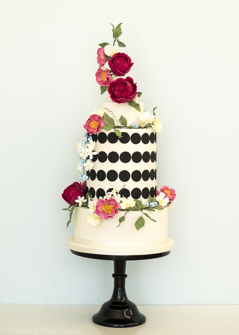 Wildflowers Monochrome Wedding Cake