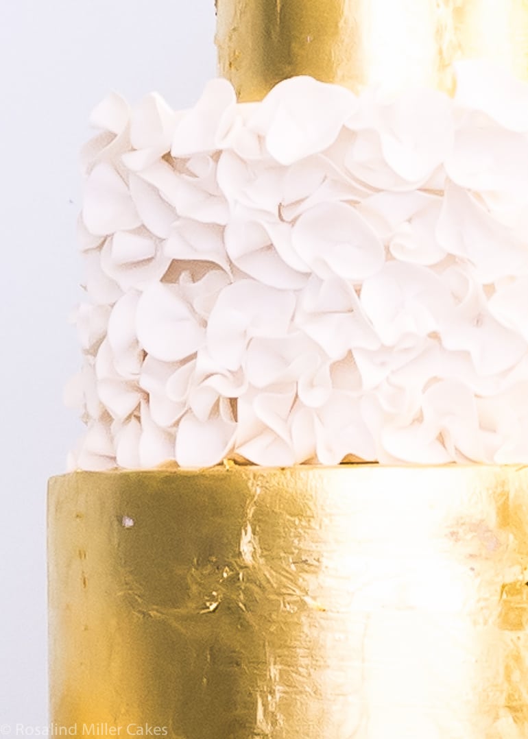 Gold Leaf and Sugar Ruffles Wedding Cake