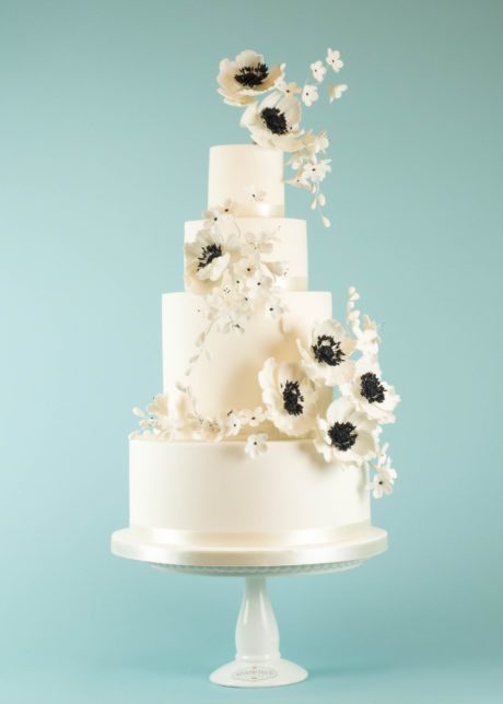 White Anemones Wedding Cake Three Tiered Wedding Cake Class