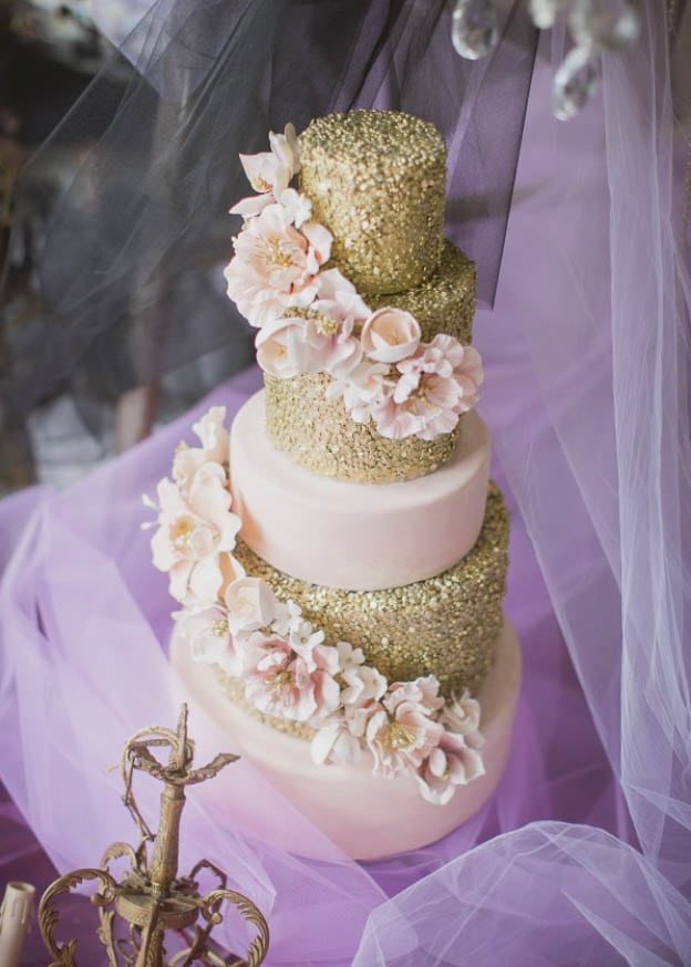 The Caketress: Sequins and Whimsical Flowers Tiered Wedding Cake Class