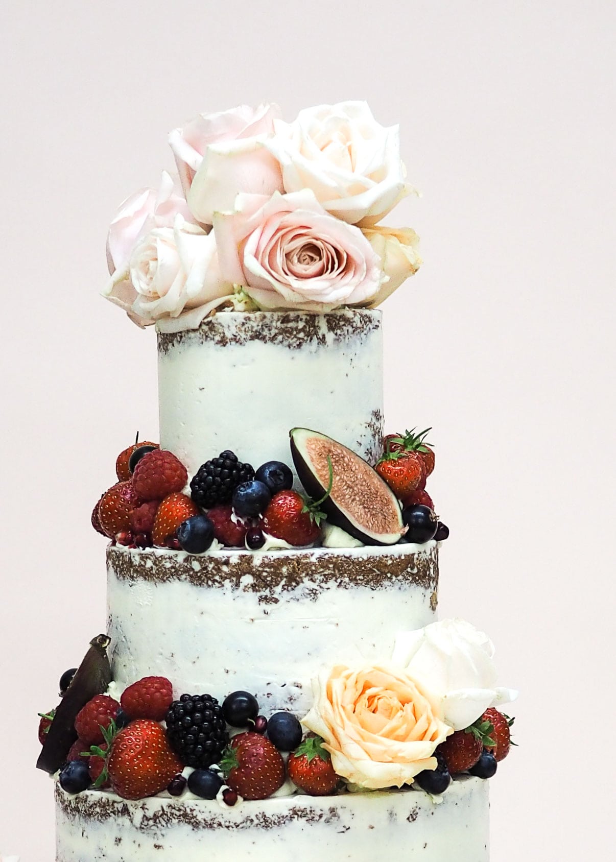 Semi-Naked Fruit and Flowers wedding cake