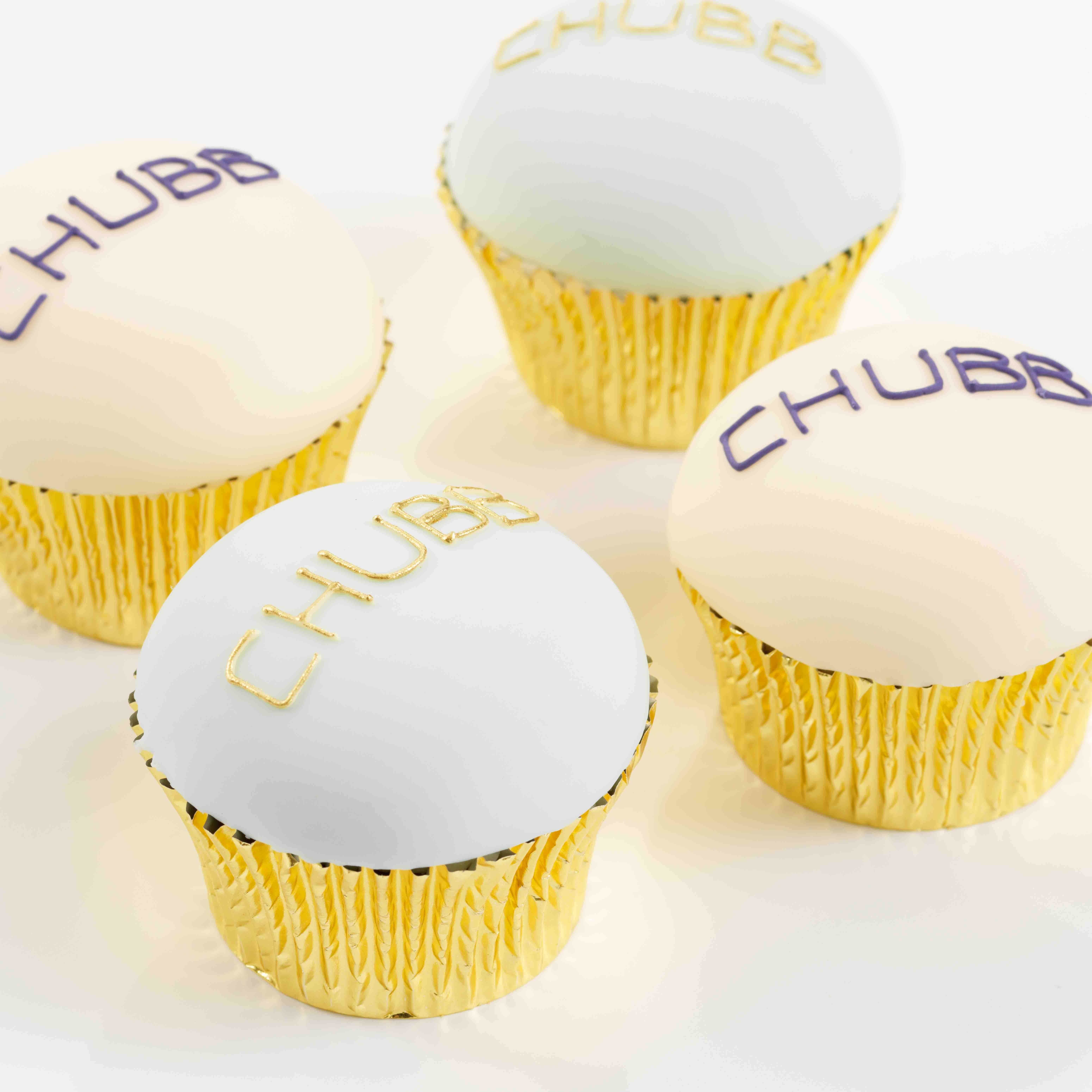 Corporate Piped Logo Fondant Company Cupcakes by Rosalind Miller Cakes London