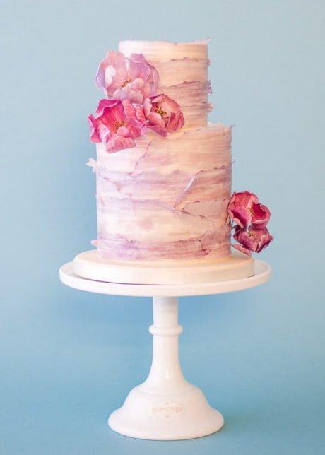 Ombre Wafer Paper Ruffles and Flowers Cake - Advanced Diploma