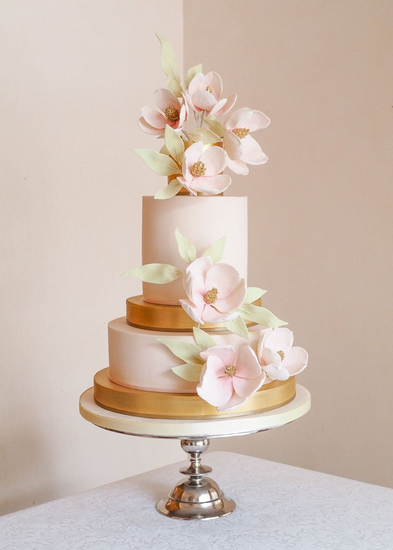 Pink Magnolias Wedding Cake by Rosalind Miller Cakes