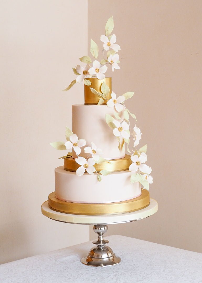 Ivory Dogwood Wedding Cake by Rosalind Miller Cakes