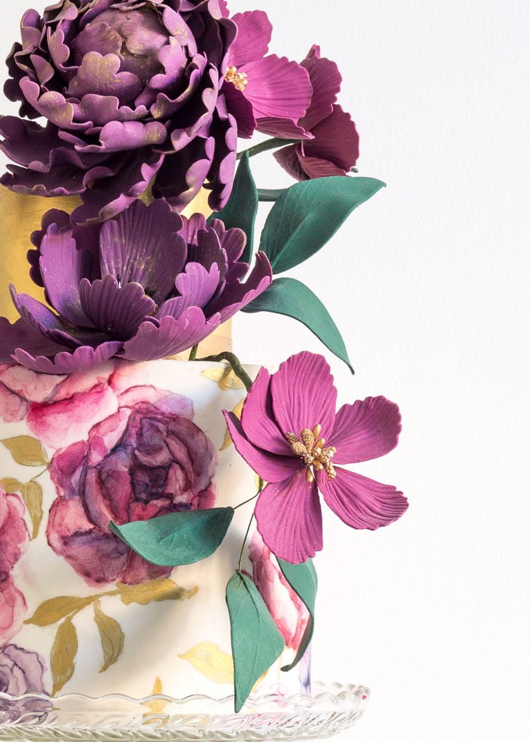 Painted Rose Wedding Cake by Rosalind Miller Cakes
